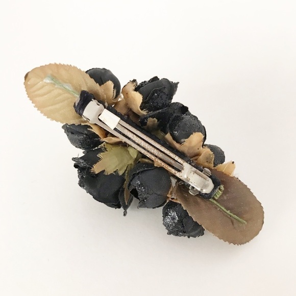 Whimsigoth Black Rose Floral Hair Barrette Clip Fairy Fairycore Goth witchy - Picture 5 of 5